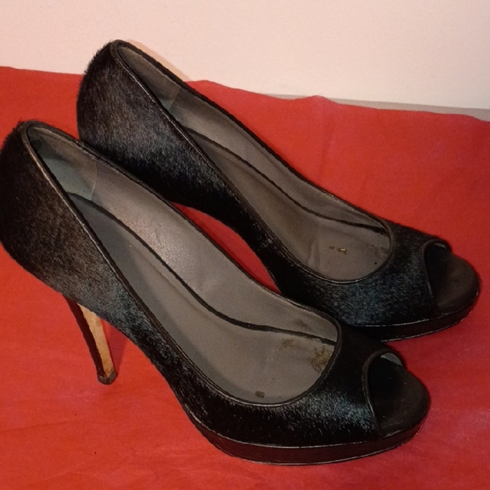 Cole Haan Black Peep-Toe Heels
